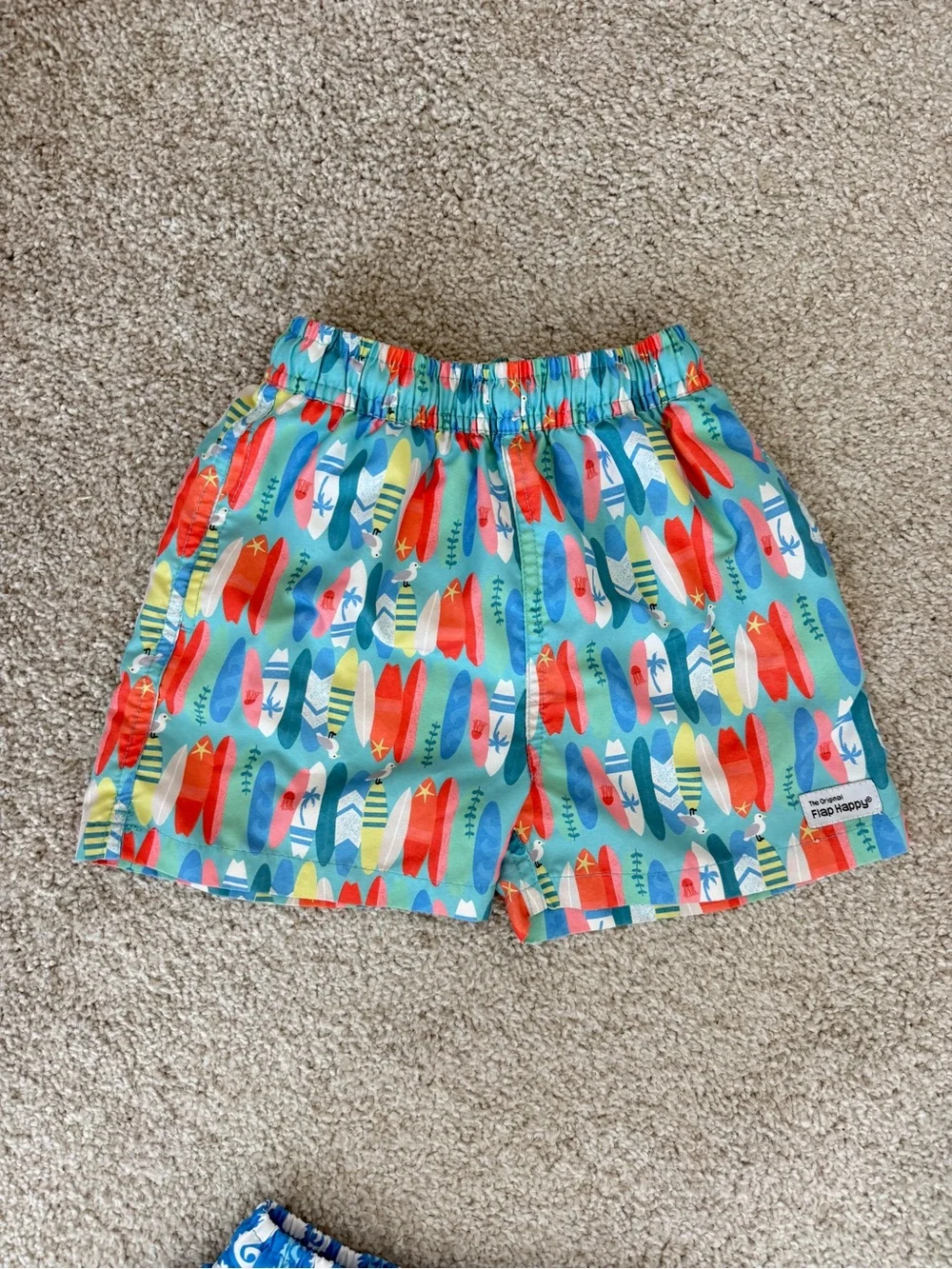 Flap Happy Toddler Swim Trunks - Set of 2-Seahorse Blue & Surfboard Teal size 4